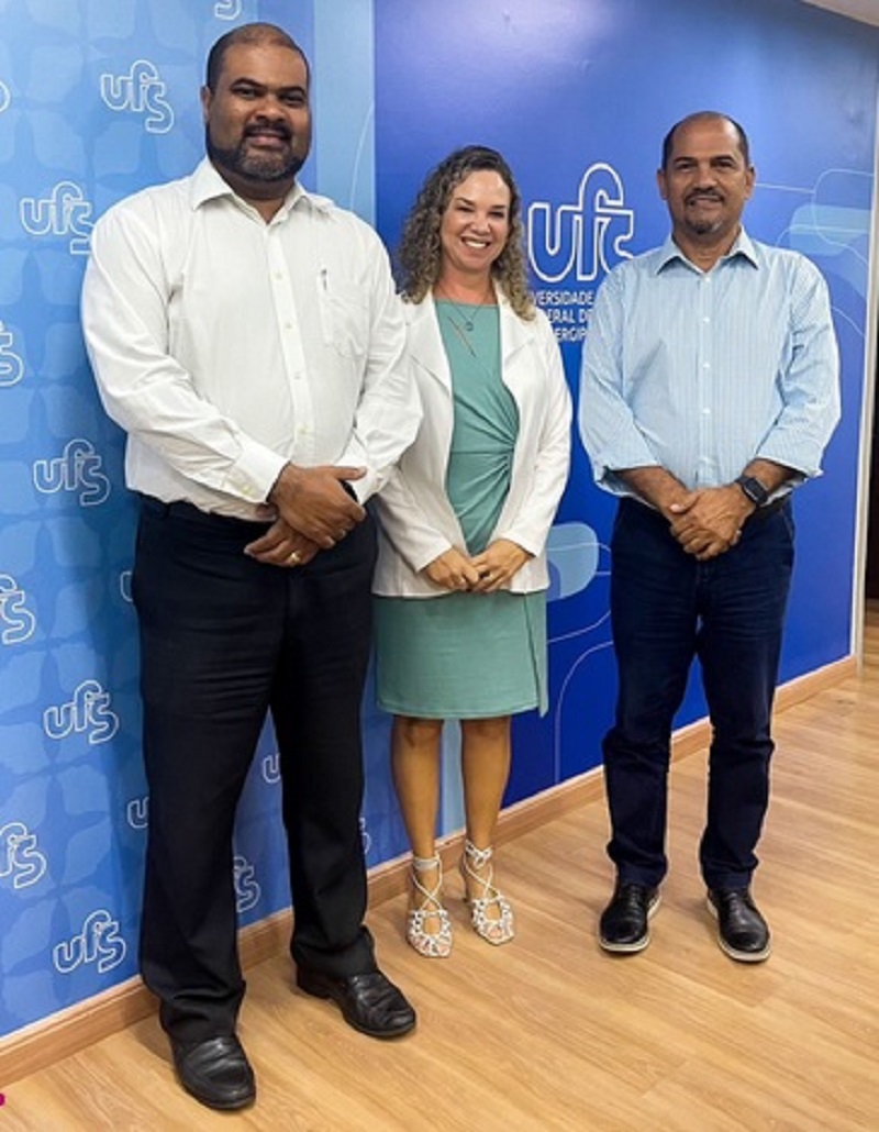 Reitor, Superintendente Federal da Pesca e Aquicultura e Diretora do CCAA no gabinete do Reitor. Foto: Ascom/UFS